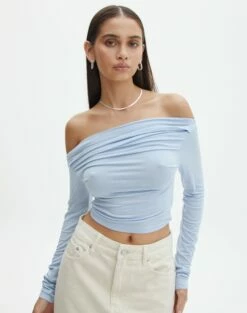 Ruched Off The Shoulder Top 27 Ruched Off The Shoulder Top -Glassons Store genie ruche off the shoulder top icecap front tl124186vis