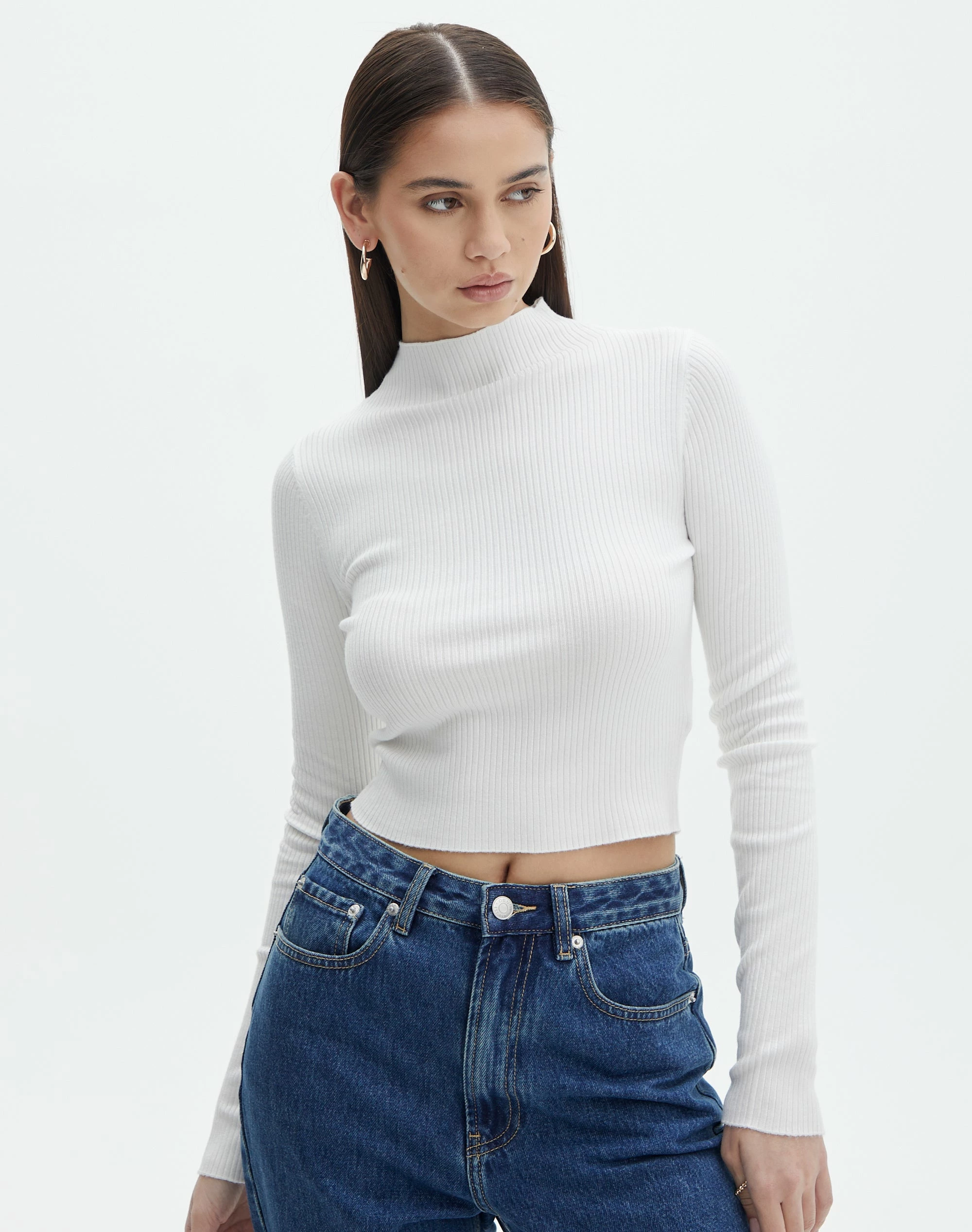 Pointelle Curve Hem Cropped Long Sleeve Top 17 Pointelle Curve Hem Cropped Long Sleeve Top - Image 15