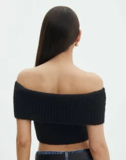 Foldover Off Shoulder Cropped Knit -Glassons Store harper off shoulder fluffy knit black back kv106717knt