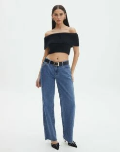 Foldover Off Shoulder Cropped Knit -Glassons Store harper off shoulder fluffy knit black full kv106717knt
