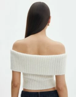 Foldover Off Shoulder Cropped Knit -Glassons Store harper off shoulder fluffy knit milk back kv106717knt
