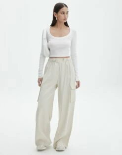 Tailored Cargo Pant -Glassons Store hilda tailored cargo fresh linen front pw55574pln 2