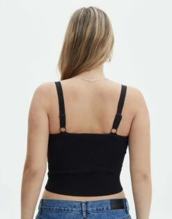 Adjustable Strap Knit Crop Tank -Glassons Store holly hardware knit tank black back kv107020knt