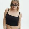 Adjustable Strap Knit Crop Tank -Glassons Store holly hardware knit tank black front kv107020knt
