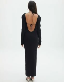 Knit Long Sleeve Keyhole Maxi Dress 22 Knit Long Sleeve Keyhole Maxi Dress -Glassons Store ivar keyhole dressy maxi black back kd124285knt