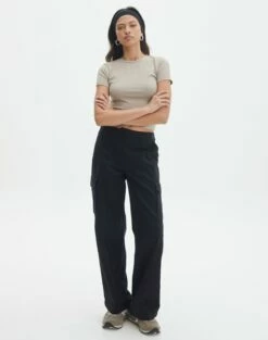Long Sleeve Ribbed Knit Top 40 Long Sleeve Ribbed Knit Top -Glassons Store izzu cargo pant black front pw91778cot 1