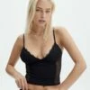Lace Detail Cropped Cami -Glassons Store jeronimo lace tank blackblack front tv111894lac