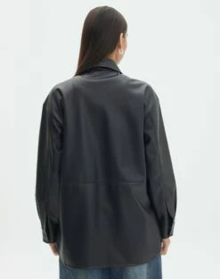 Double Pocket Oversized Faux Leather Shacket -Glassons Store jezza pu shacket black back jw91640pu