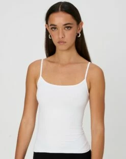 Supersoft Thin Strap Tank -Glassons Store juliet tank top white front tv124298pch