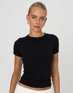 Oversized Faux Leather Double Pocket Shacket -Glassons Store kimmy t shirt black front ts55072pln 4