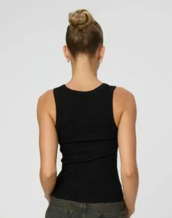 Ribbed Thick Strap Tank -Glassons Store kleo thick bind tank black back tv120861orib