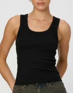Ribbed Thick Strap Tank -Glassons Store kleo thick bind tank black imageback tv120861orib