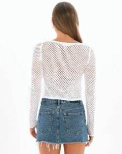 Crochet Split Front Hook Eye Top -Glassons Store kory knit keyhole top white back kc80507cro