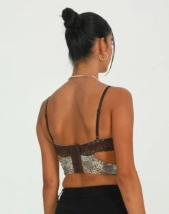 Cut Out Animal Lace Trim Corset -Glassons Store kurbie corset jungle leo back ut91413jnl