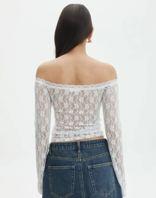Create Your Perfect Match with Off Shoulder Lace Long Sleeve Top at