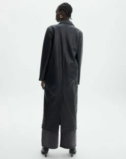 Faux Leather Longline Collared Coat 24 Faux Leather Longline Collared Coat -Glassons Store liberty long line coat black back cl124199pu