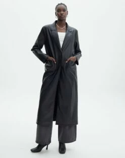 Oversized Faux Leather Double Pocket Shacket -Glassons Store liberty long line coat black front cl124199pu 5