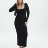 Luxe Lounge Modal Long Sleeve Maxi Dress 2 Luxe Lounge Modal Long Sleeve Maxi Dress -Glassons Store lili ls modal maxi dress black front dl103338mod 7