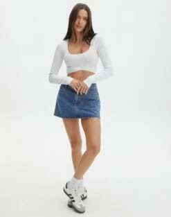 Pointelle Curve Hem Cropped Long Sleeve Top 19 Pointelle Curve Hem Cropped Long Sleeve Top -Glassons Store lilian long sleeve bow top white full tl81089pnt