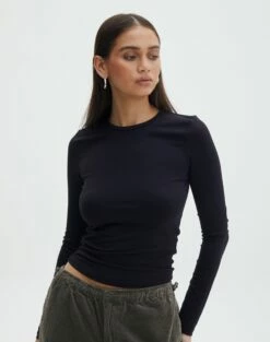 High Rise Flare Ponte Pant 30 High Rise Flare Ponte Pant -Glassons Store limmy slinky longsleeve black front tl55301pch 3