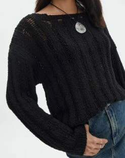 Ladder Knit Jumper -Glassons Store lizzy ladder black imageback kl124032knt
