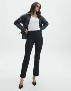 Pinstripe High Rise Flared Ponte Pant 20 Pinstripe High Rise Flared Ponte Pant -Glassons Store lolo low rise kick flare black pinstripe front pw83861stp 3