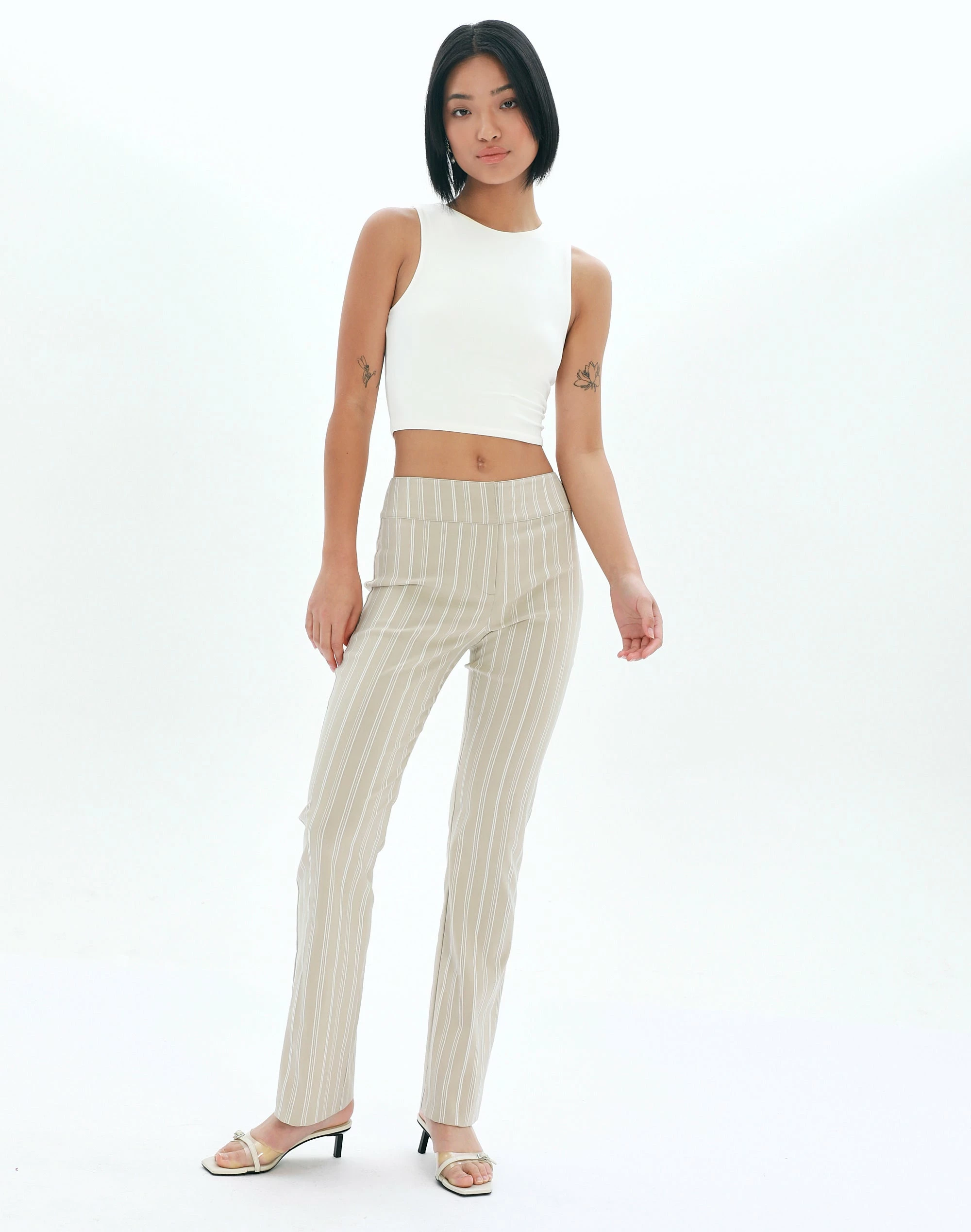 Pinstripe High Rise Flared Ponte Pant 11 Pinstripe High Rise Flared Ponte Pant - Image 9