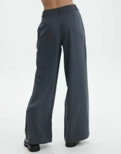Mid Rise Striped Relaxed Leg Pant -Glassons Store lorence pinstripe pant grey pinstripe back pw69506stp
