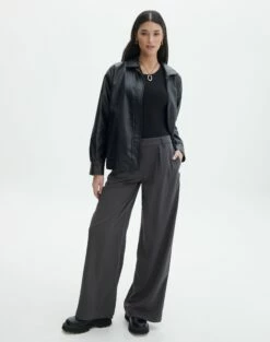 Mid Rise Relaxed Leg Pant 26 Mid Rise Relaxed Leg Pant -Glassons Store lorence tailored pant charcoal front pw69506pln 2