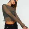 Lettuce Hem Mesh Top