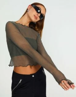Lettuce Hem Mesh Top