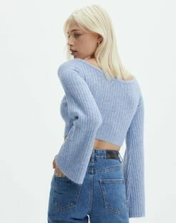 Off Shoulder Long Sleeve Cropped Knit -Glassons Store mariah v neck rib top icecap back kl98427rrec