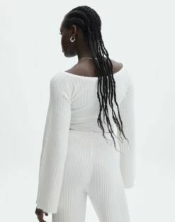 Off Shoulder Long Sleeve Cropped Knit -Glassons Store mariah v neck rib top milk back kl98427rrec
