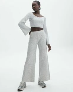 Off Shoulder Long Sleeve Cropped Knit -Glassons Store mariah v neck rib top pale grey marle full kl98427rrec