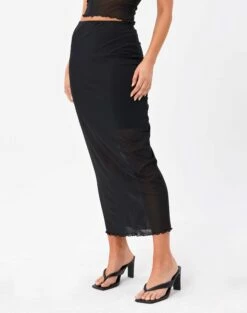 Mesh Lettuce Trim Midi Skirt 22 Mesh Lettuce Trim Midi Skirt -Glassons Store marina mesh midi skirt black detail sl53303msh