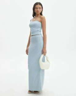 Denim Mini Pleat Buckle Skirt -Glassons Store meg supersoft maxi skirt blue bubble front sl51179pln 6