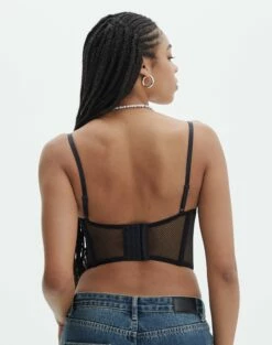 Mesh Detailed Corset Top -Glassons Store mika mesh corset black back ut113858pln