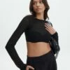 Sheer Backless Long Sleeve Crop Top 2 Sheer Backless Long Sleeve Crop Top -Glassons Store mila underwire super crop black front tl112008msh