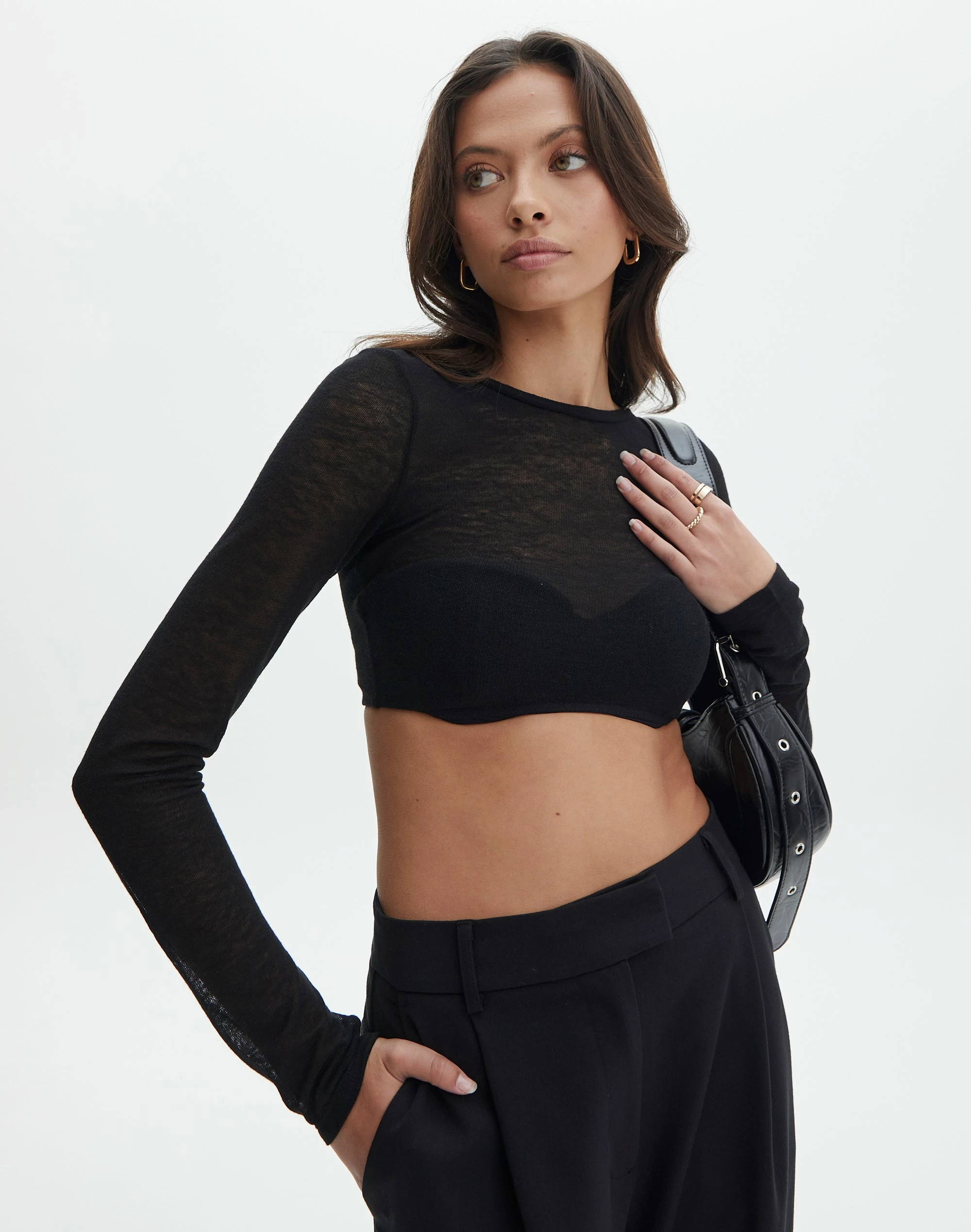Sheer Backless Long Sleeve Crop Top 3 Sheer Backless Long Sleeve Crop Top