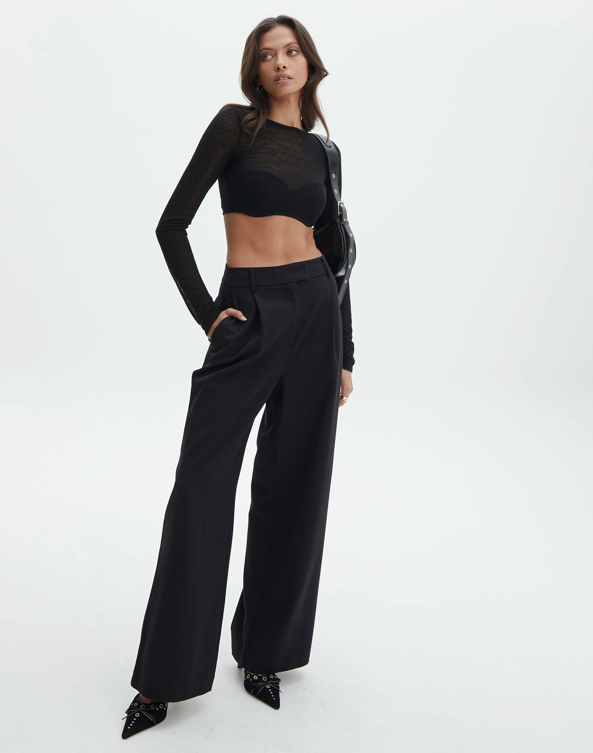 Sheer Backless Long Sleeve Crop Top 4 Sheer Backless Long Sleeve Crop Top - Image 2