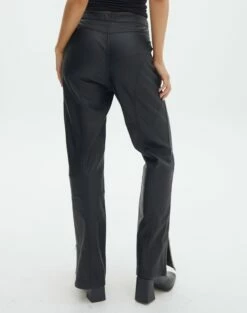 Faux Leather Moto Zip Straight Leg Pant -Glassons Store milly pu moto pants black back pw96799pu