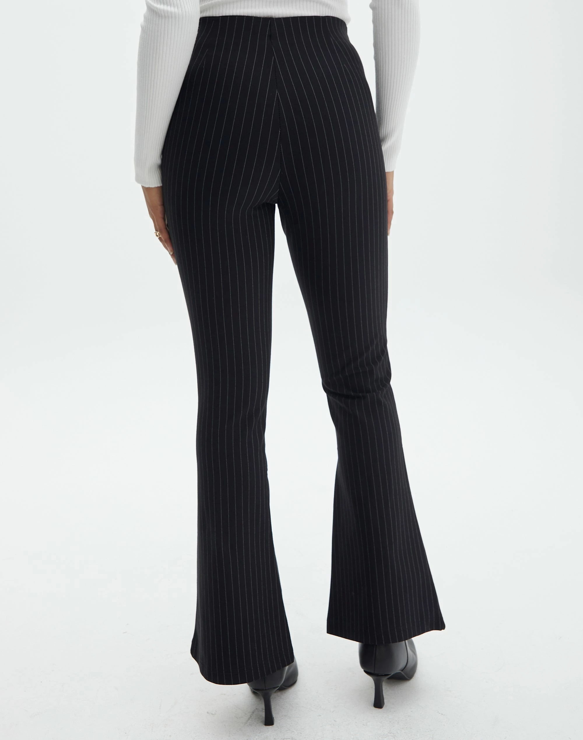 Pinstripe High Rise Flared Ponte Pant 5 Pinstripe High Rise Flared Ponte Pant - Image 3