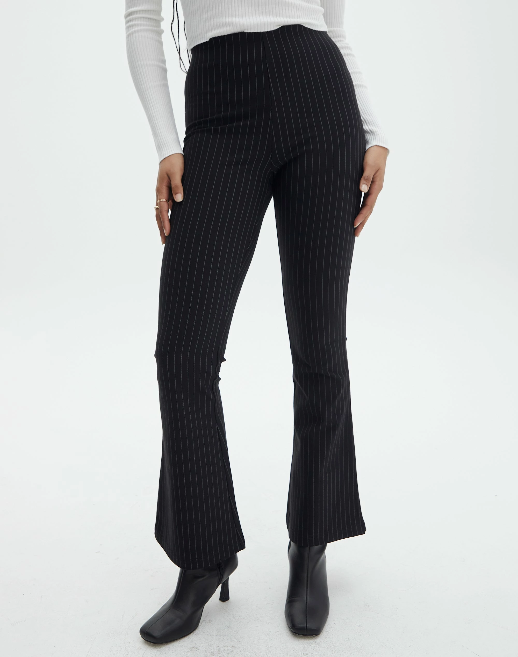 Pinstripe High Rise Flared Ponte Pant 4 Pinstripe High Rise Flared Ponte Pant - Image 2