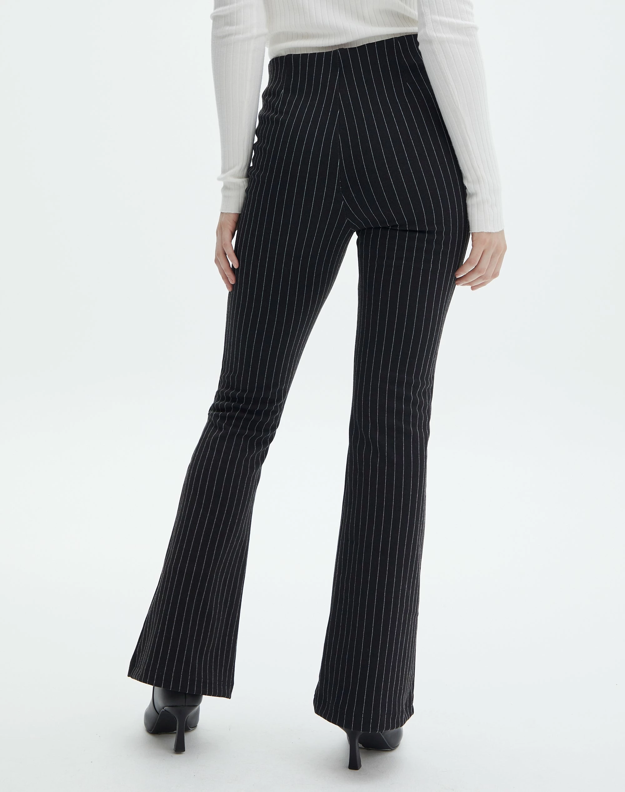 High Rise Pinstripe Flare Ponte Pant 5 High Rise Pinstripe Flare Ponte Pant - Image 3