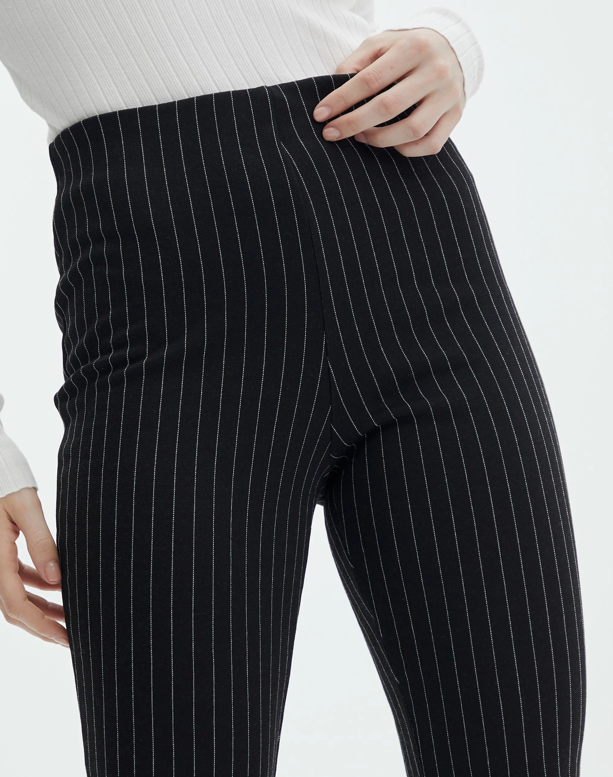 High Rise Pinstripe Flare Ponte Pant 6 High Rise Pinstripe Flare Ponte Pant - Image 4