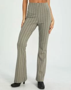 Gingham High Rise Flare Ponte Pant -Glassons Store minogue super flare ponte pants neutral pinstripe front pw52146stp 1