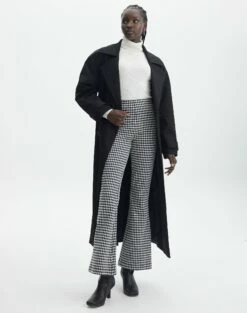 Gingham High Rise Flare Ponte Pant