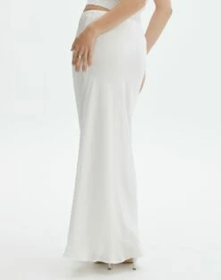 Drawstring Satin Maxi Skirt -Glassons Store molly satin maxi skirt white back sl137027satl