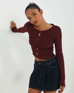 Long Sleeve Cut Out Ribbed Top