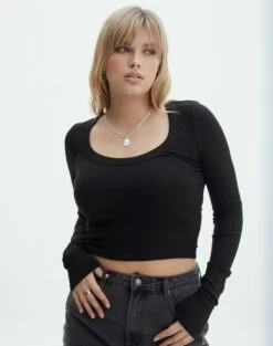 Mid Rise Split Flare Ponte Pant -Glassons Store mylie wide rib scoop black front tl111290vis 1